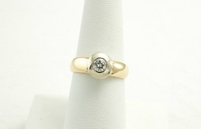 14 Karat Yellow And White Gold Engagement Diamond Ring.