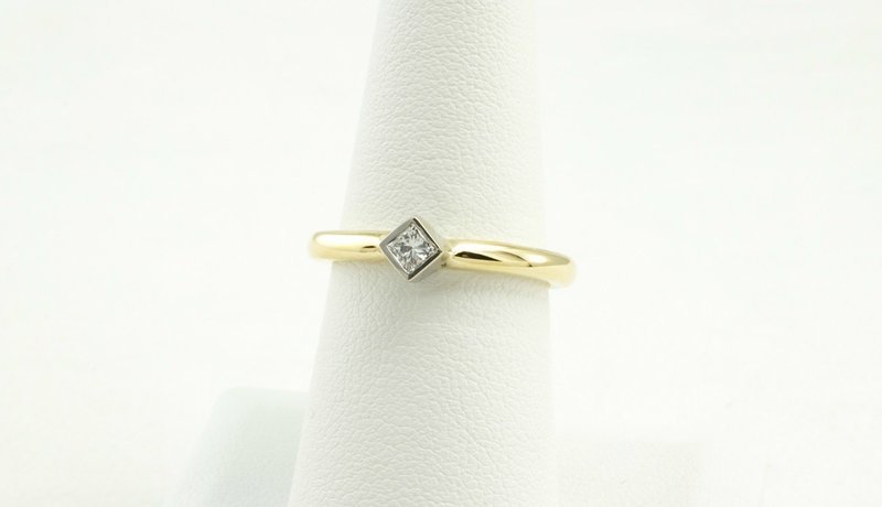 14 Karat Yellow Gold Diamond Engagement Ring.