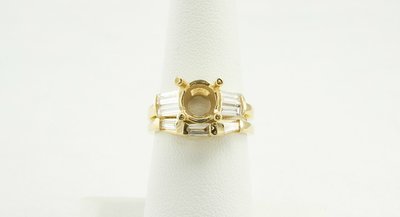 14 Karat Yellow Gold Diamond Engagement Ring With Diamond Wedding Band.