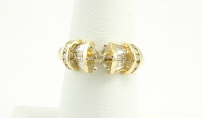 14 Karat Yellow Gold Diamond Engagement Mounting Ring.