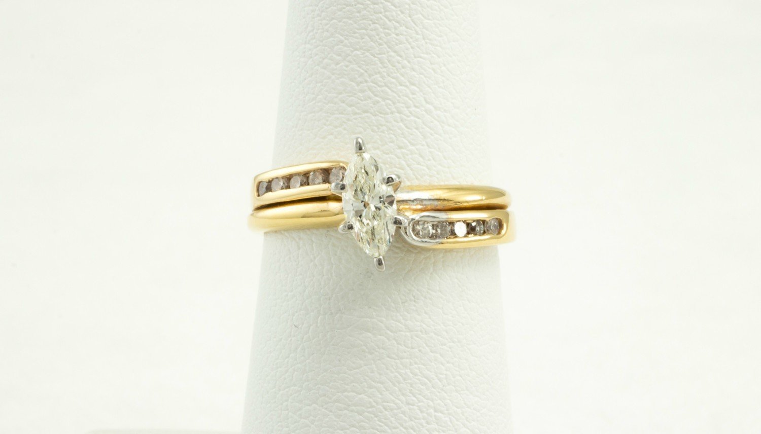 14 Karat Yellow Gold Diamond Engagement Ring.