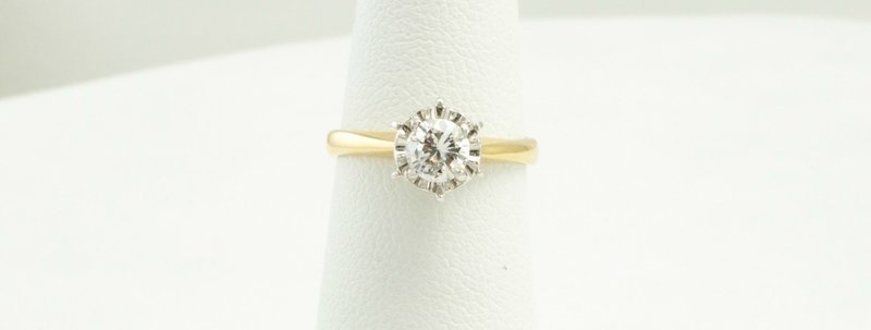 14 Karat Yellow Gold Diamond Engagement Ring.