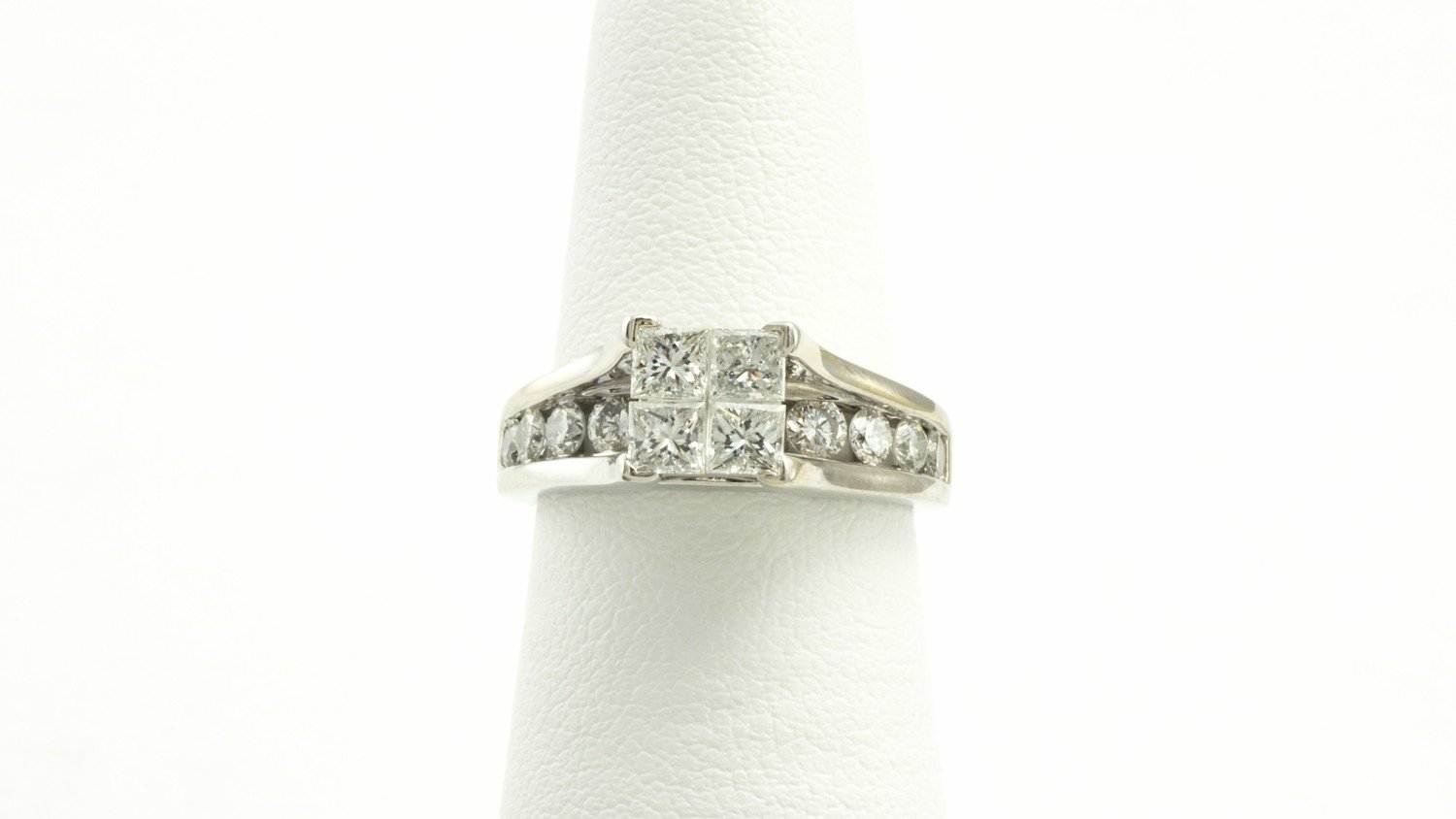 14 Karat White Gold Diamond Engagement Ring.