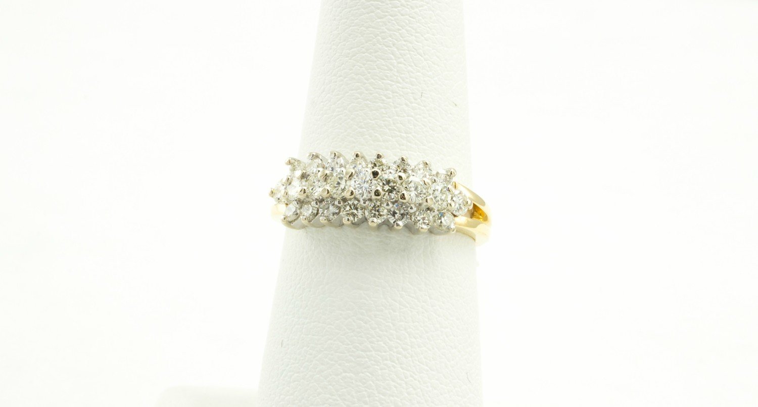 14 Karat Yellow And White Gold Diamond Ring.