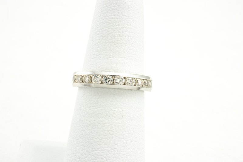 14 Karat White Gold Chanel Diamond Band.