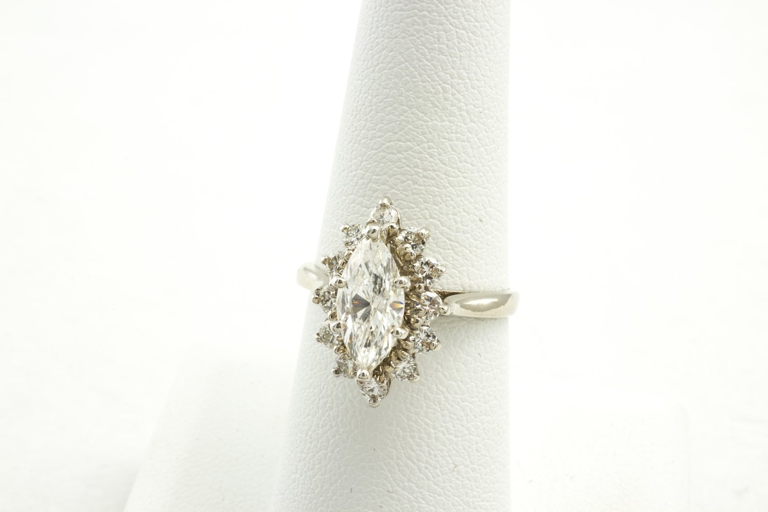 14 Karat White Gold Diamond Engagement Ring.