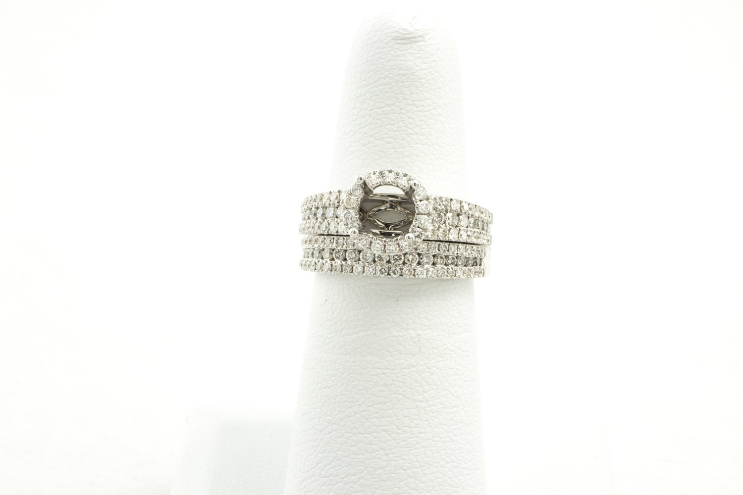 14 Karat White Gold Diamond Wedding Band And Diamond Engagement Mounting. 14 Karat White Gold Diamond Wedding Band And Diamond Engagement Mounting.