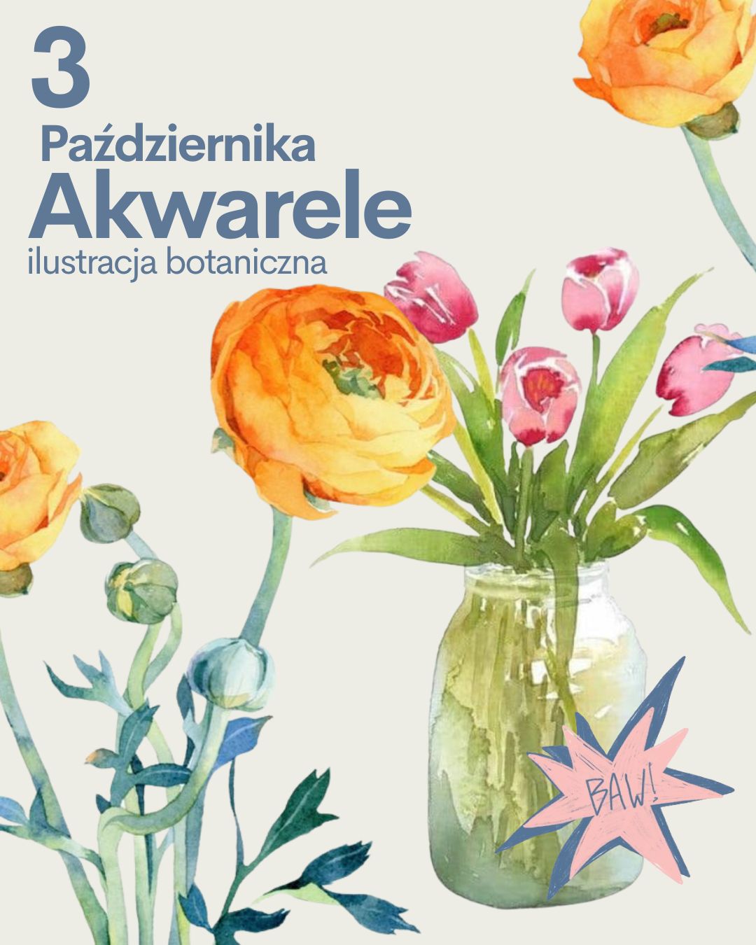 3 Października Akwarele Ilustracja botaniczna