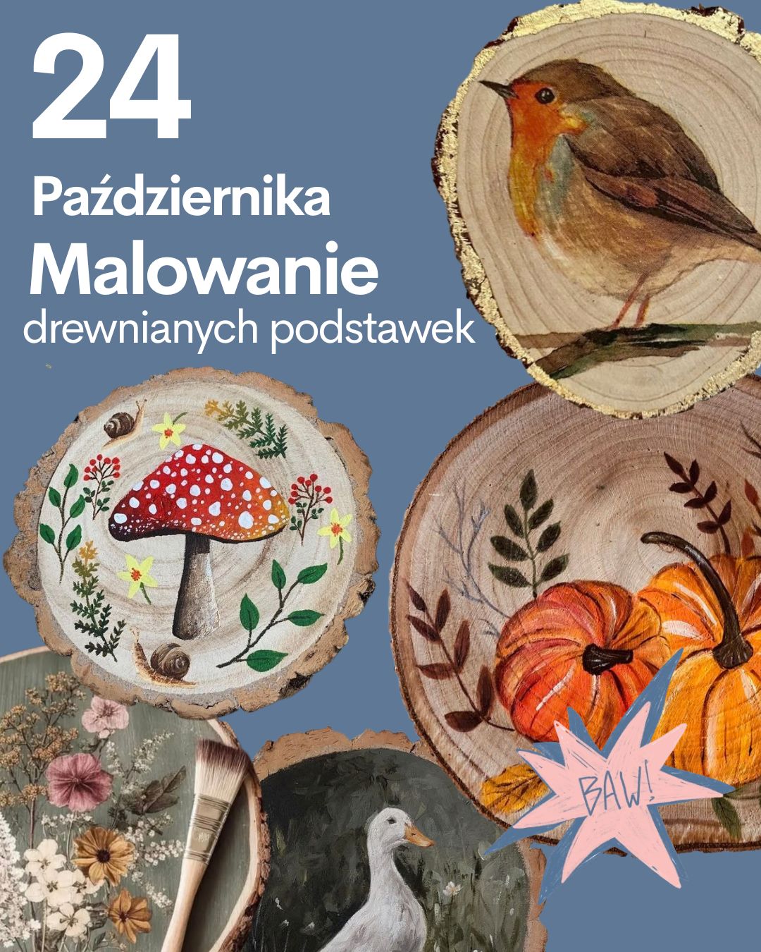 25 Października Malowanie drewnianych podstawek