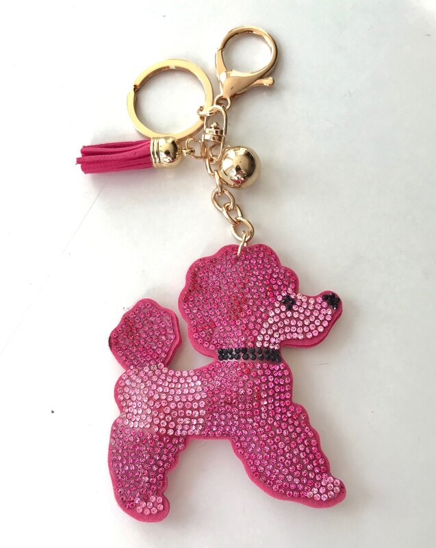 PINK Sparkle poodle key chain / purse clip
