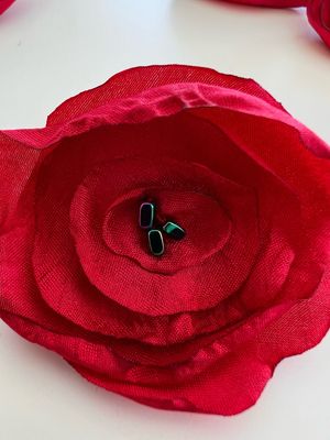 Red Flower with Rainbow Hematite sprinkles