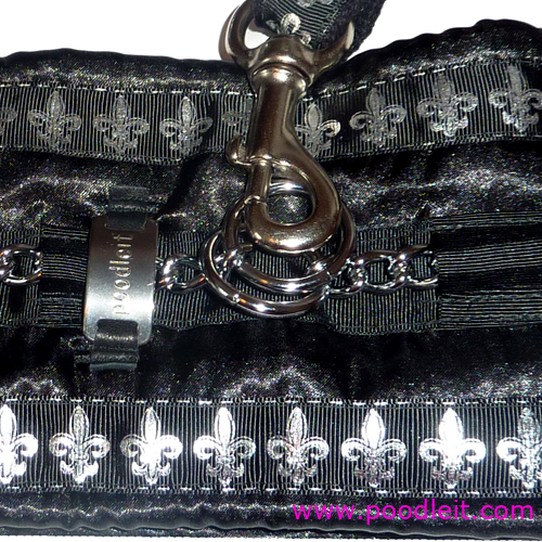 Fleur-de-lis protective collars and leashes.