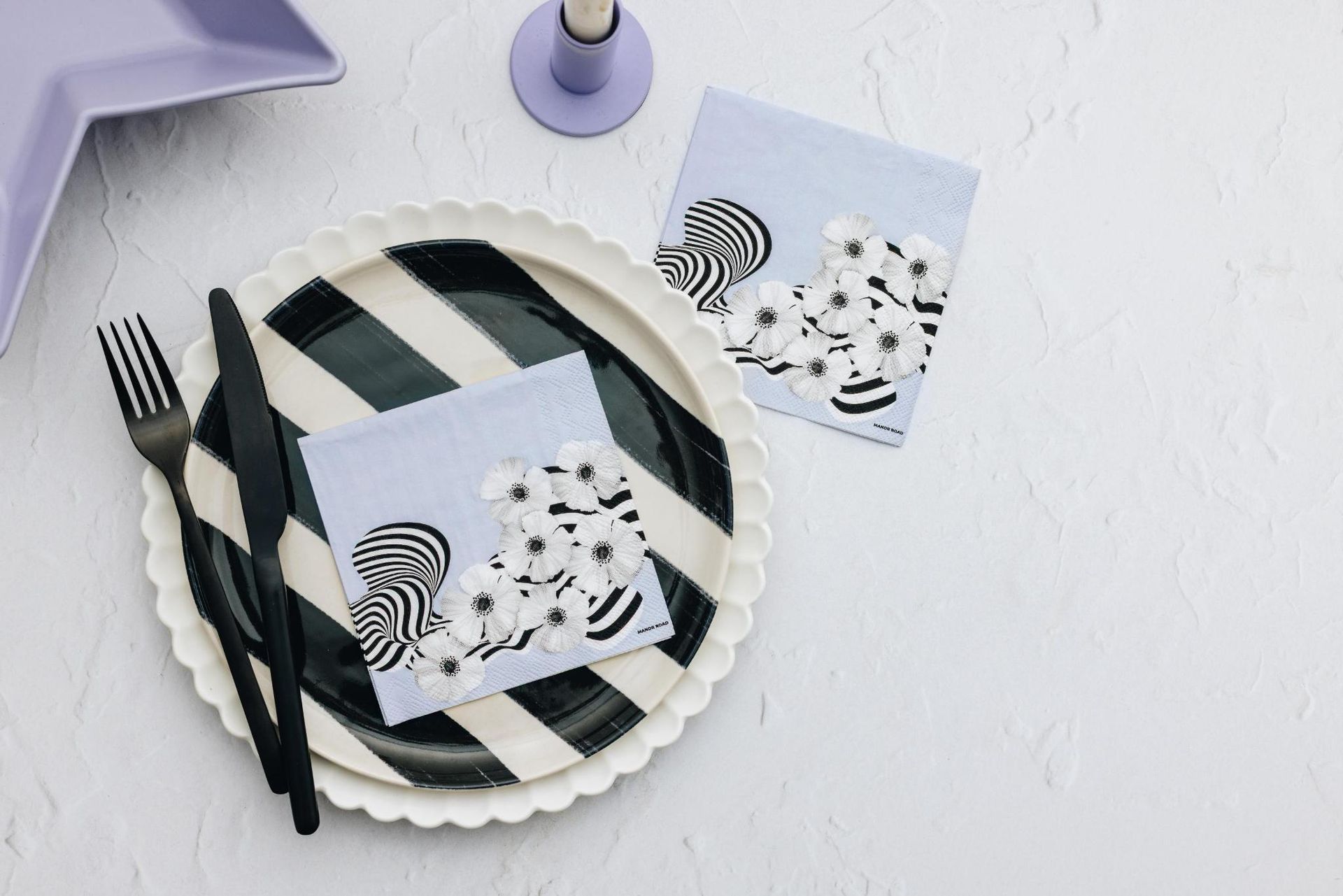 Lilac & Stripe Poppies Napkins – Cocktail