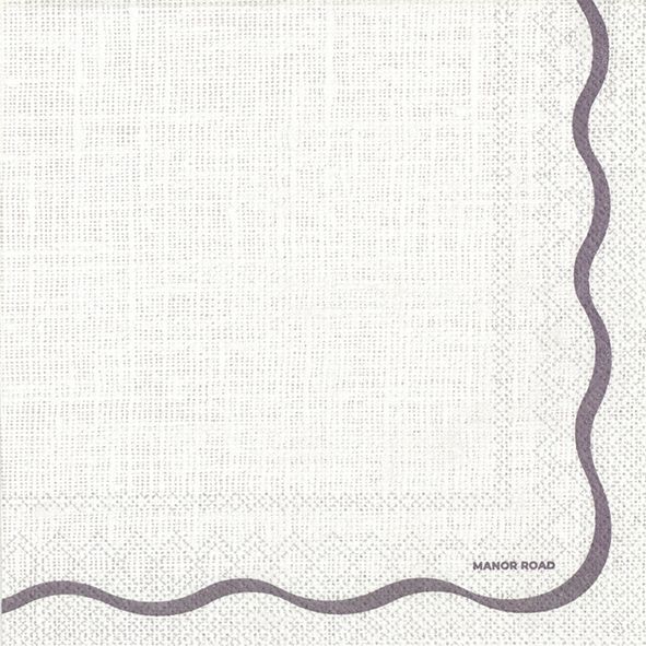 Linen (White & Black Scallop) Napkins – Dinner
