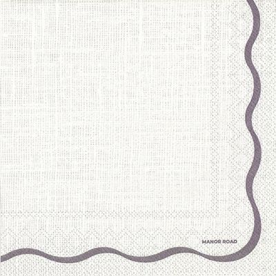 Linen (White & Black Scallop) Napkins – Dinner