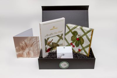 Plush Place Premium Gift Box c/w Manor Road Tea Towel - Cherry Canvas