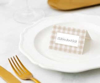 Manor Road Gingham Natural - Place Card Settings