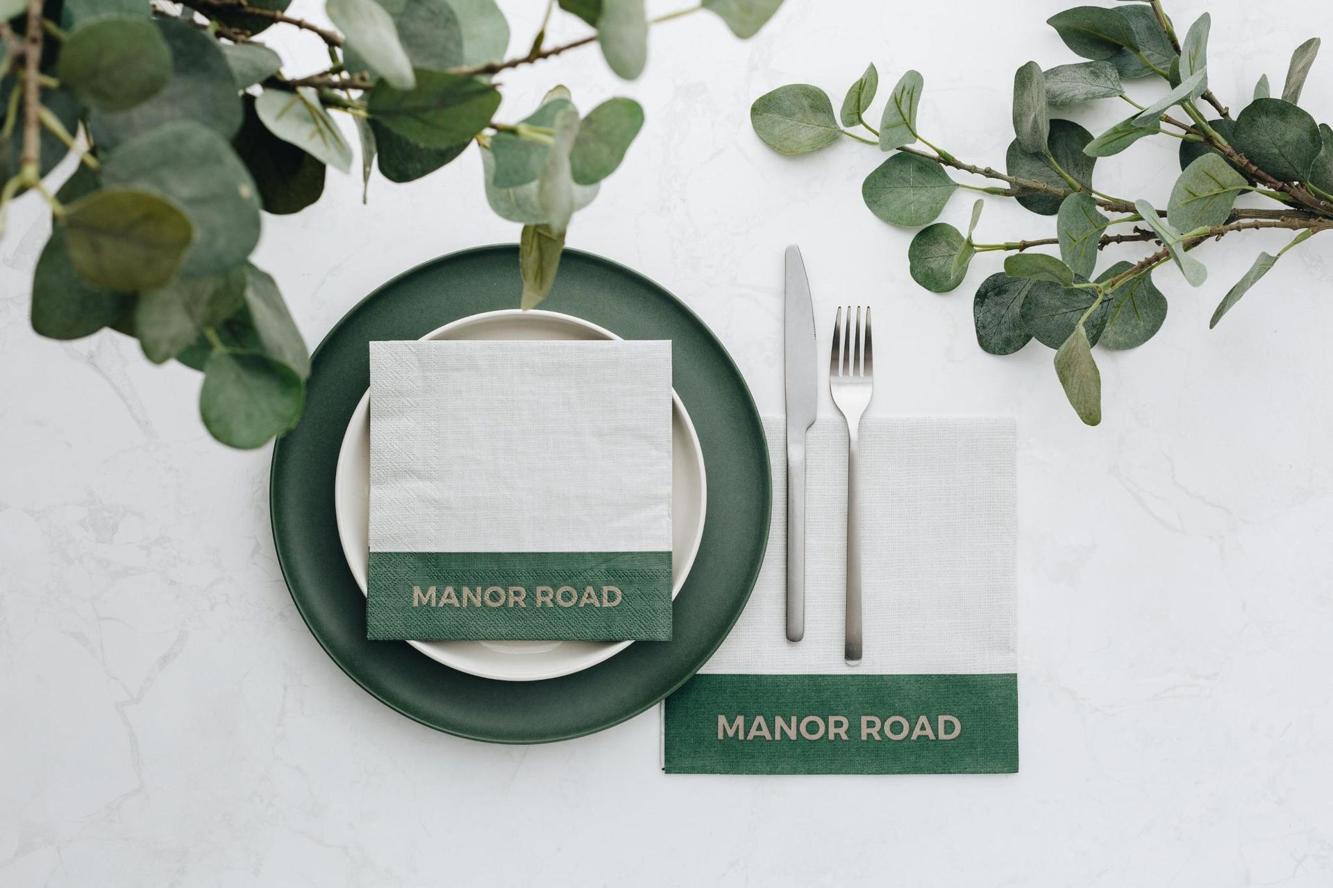 Linen (Colourblock Green) Napkins – Cocktail