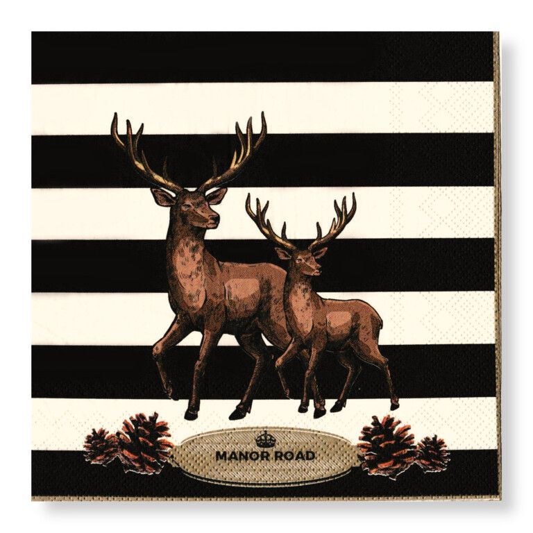 Striped Deer Napkins – Cocktail
