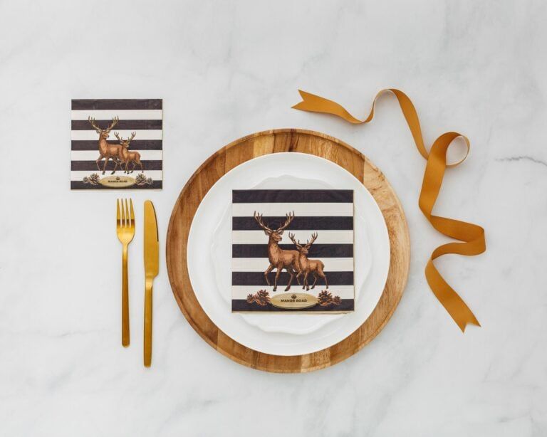 Striped Deer Napkins – Cocktail