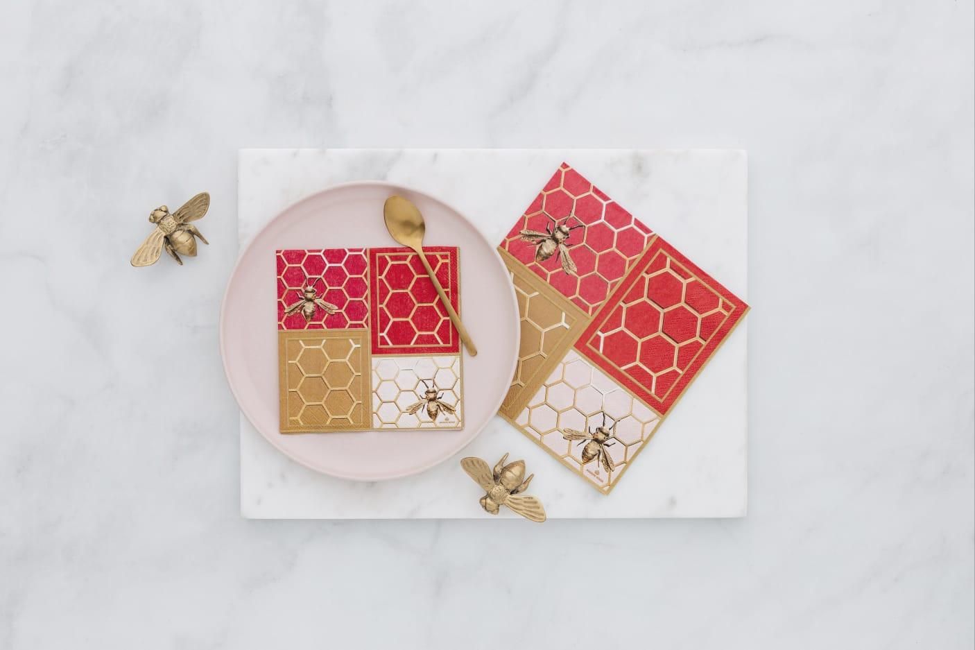 Colourblock Bees Napkins – Cocktail