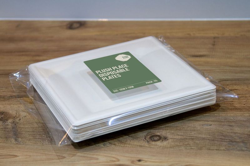 Plush Place Disposable Snack Plates 6" Square -pk 25