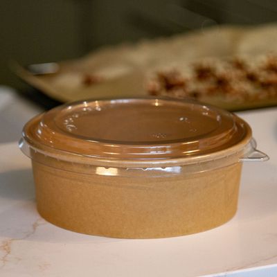 Plush Place 1300ml Kraft Food Bowls  c/w Clear Domed Lids- pk 10