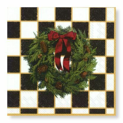 Checkered Wreath Napkins – Luncheon Checkered Wreath Napkins – Luncheon