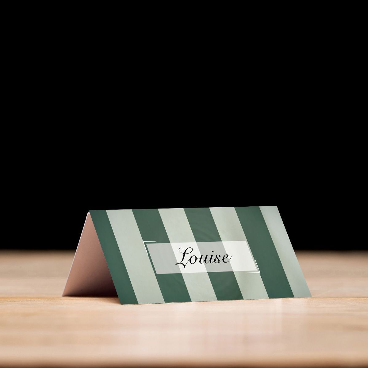 Green & White Striped - Place Card Settings