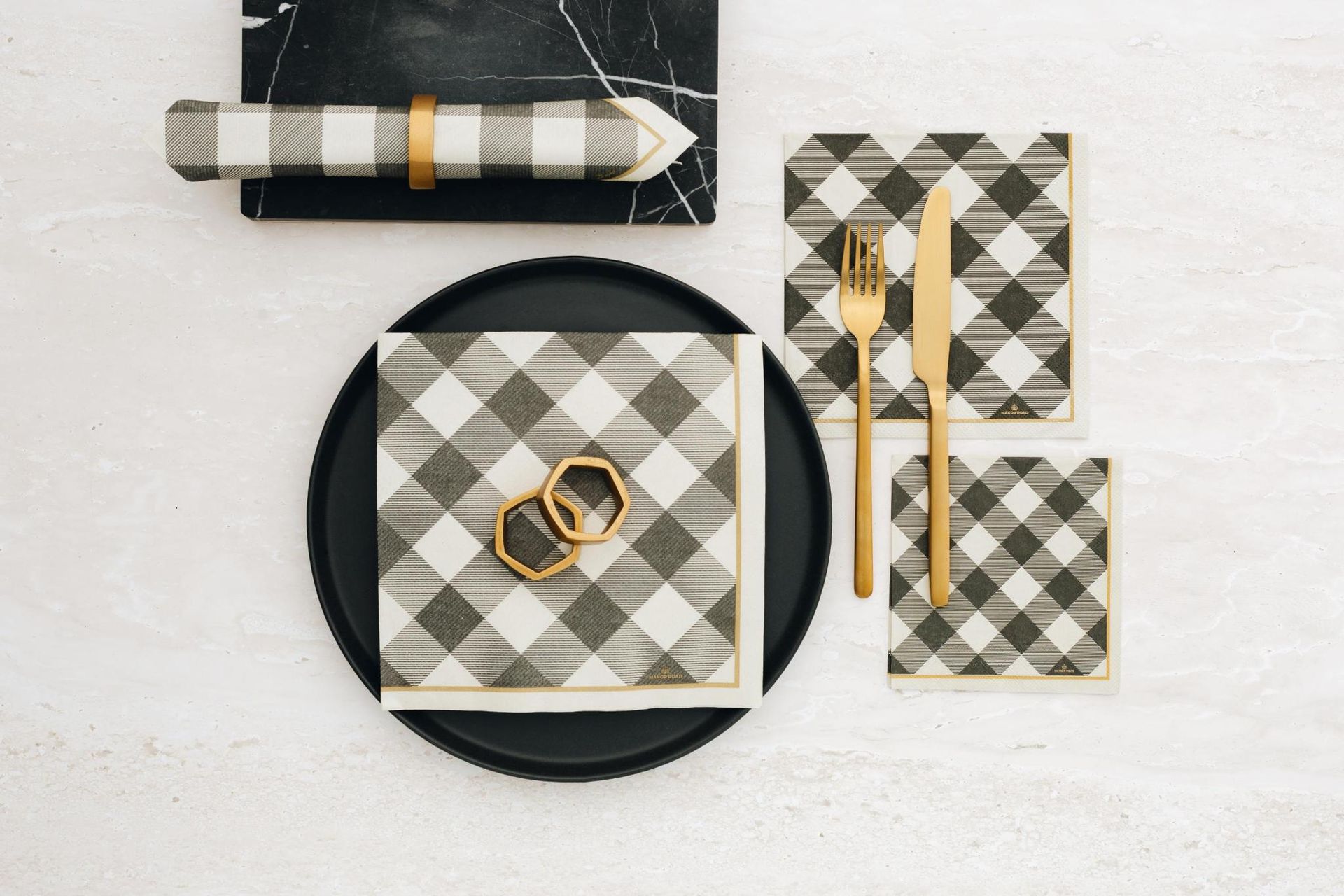 Gingham (Grey) Napkins – Cocktail
