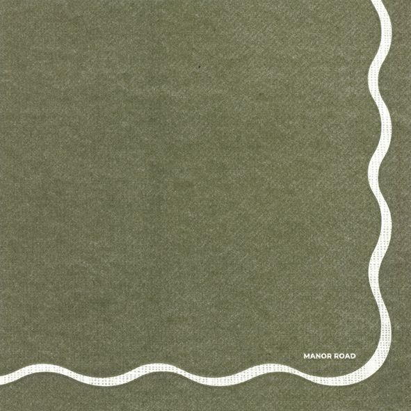 Linen (Olive & White Scallop) Napkins – Cocktail