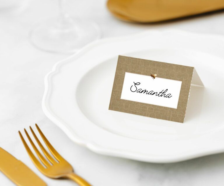 Manor Road Place Card Settings - Linen (Honeycomb)