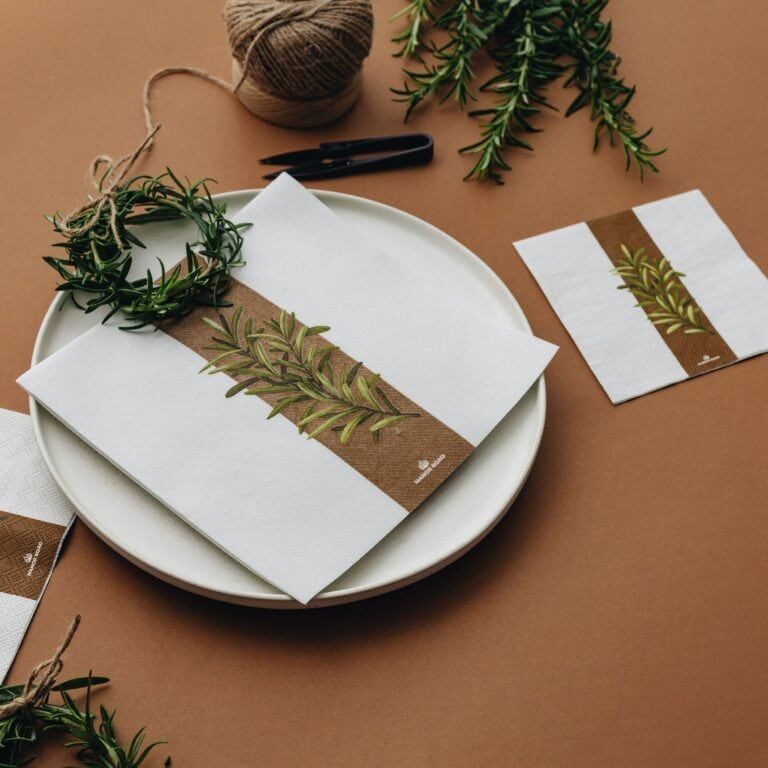 Rustic Rosemary Napkins – Cocktail