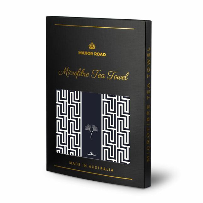 Gingko Navy Microfibre Tea Towel