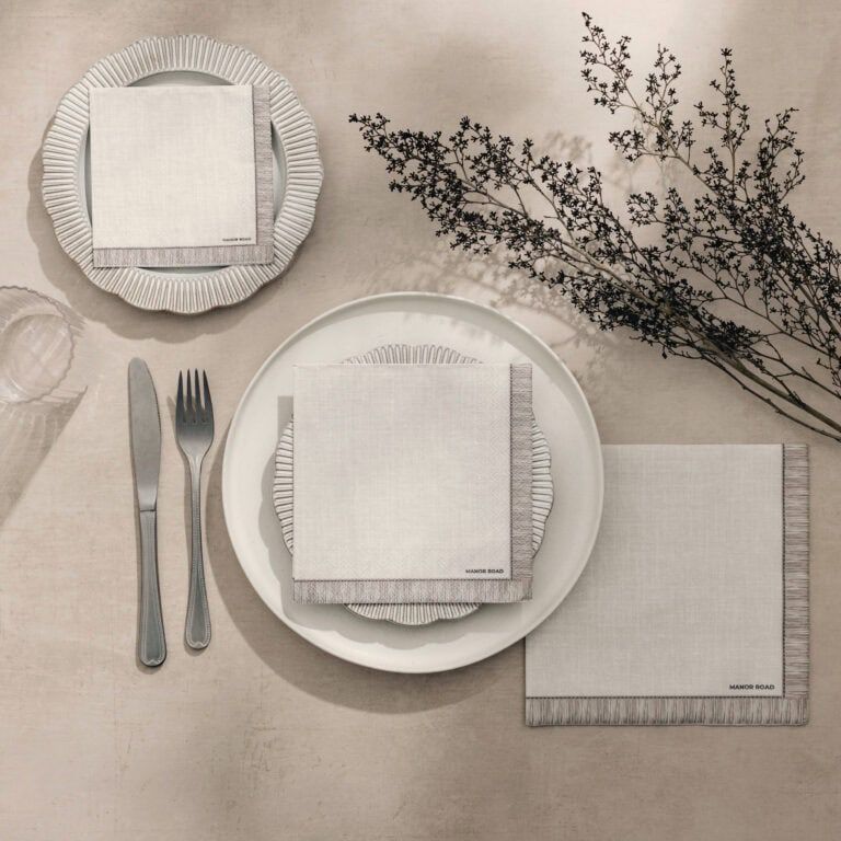 Fringed (Beige) Napkins – Cocktail