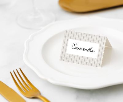 Manor Road Place Card Settings - Linen Pinstripe Manor Road Place Card Settings - Linen Pinstripe
