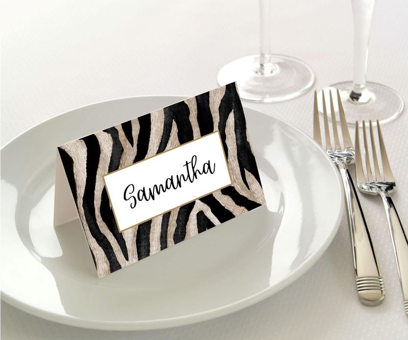 Manor Road Place Card Settings - Zebra