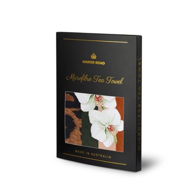 White Orchid & Leopard - Microfibre Tea Towel