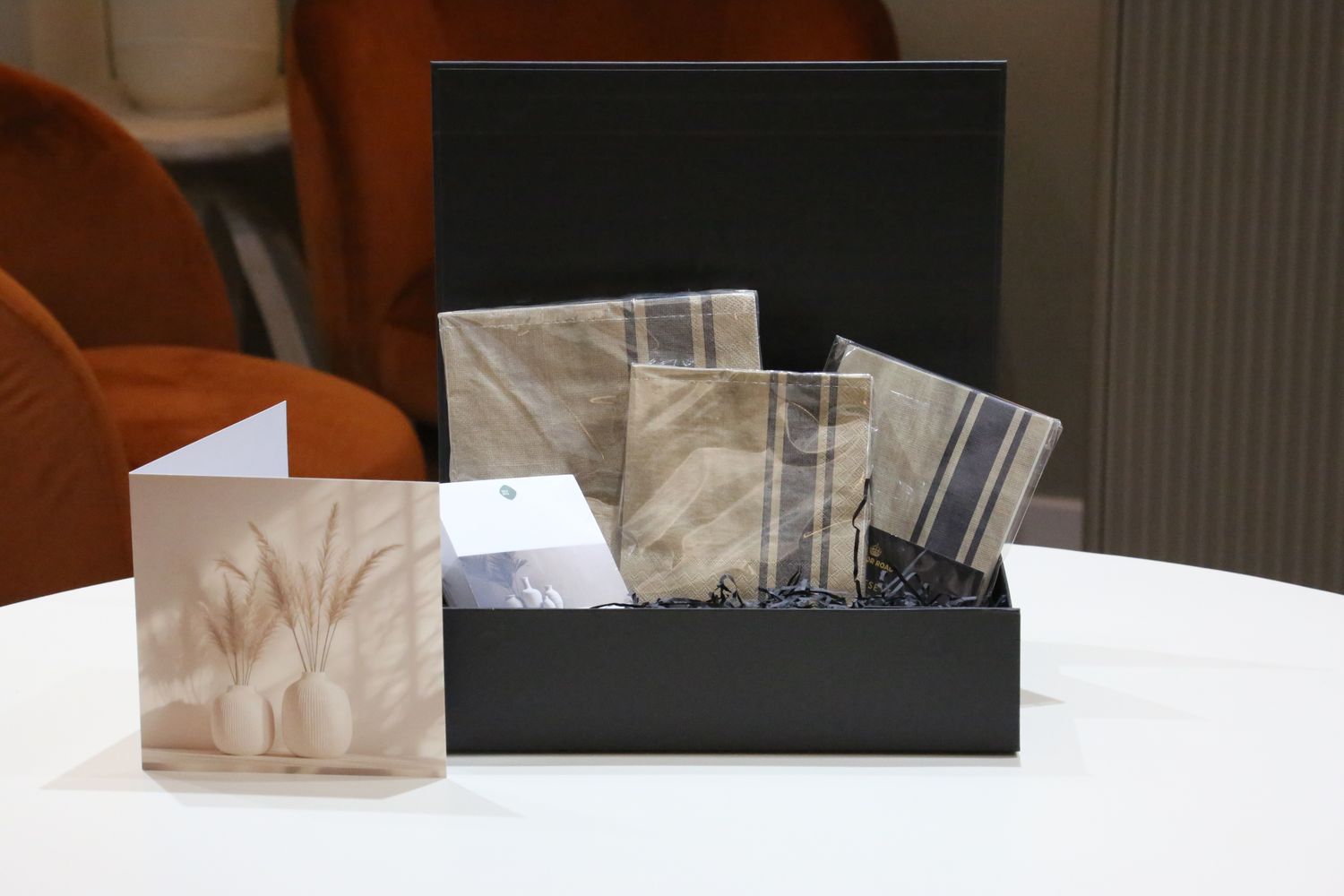 Plush Place Gift Box - Coffee Stripe Linen