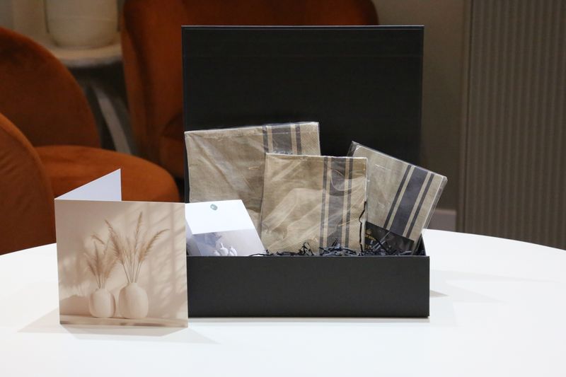 Plush Place Gift Box - Coffee Stripe Linen