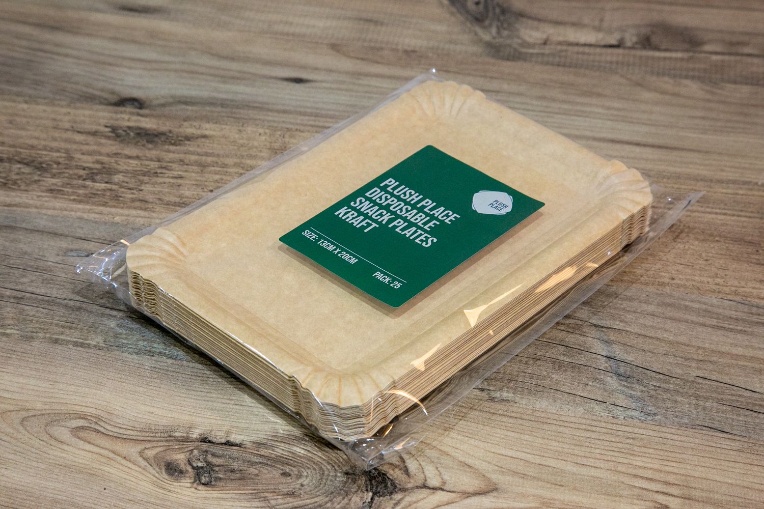 Plush Place Disposable Snack Plates (Kraft)  13x20cm Rectangular 25pk