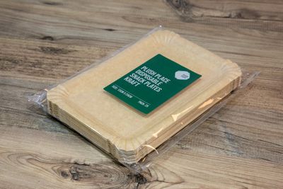 Plush Place Disposable Snack Plates (Kraft)  13x20cm Rectangular 25pk