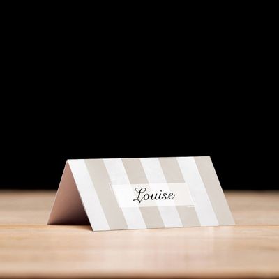 Beige & White Striped - Place Card Settings Beige & White Striped - Place Card Settings