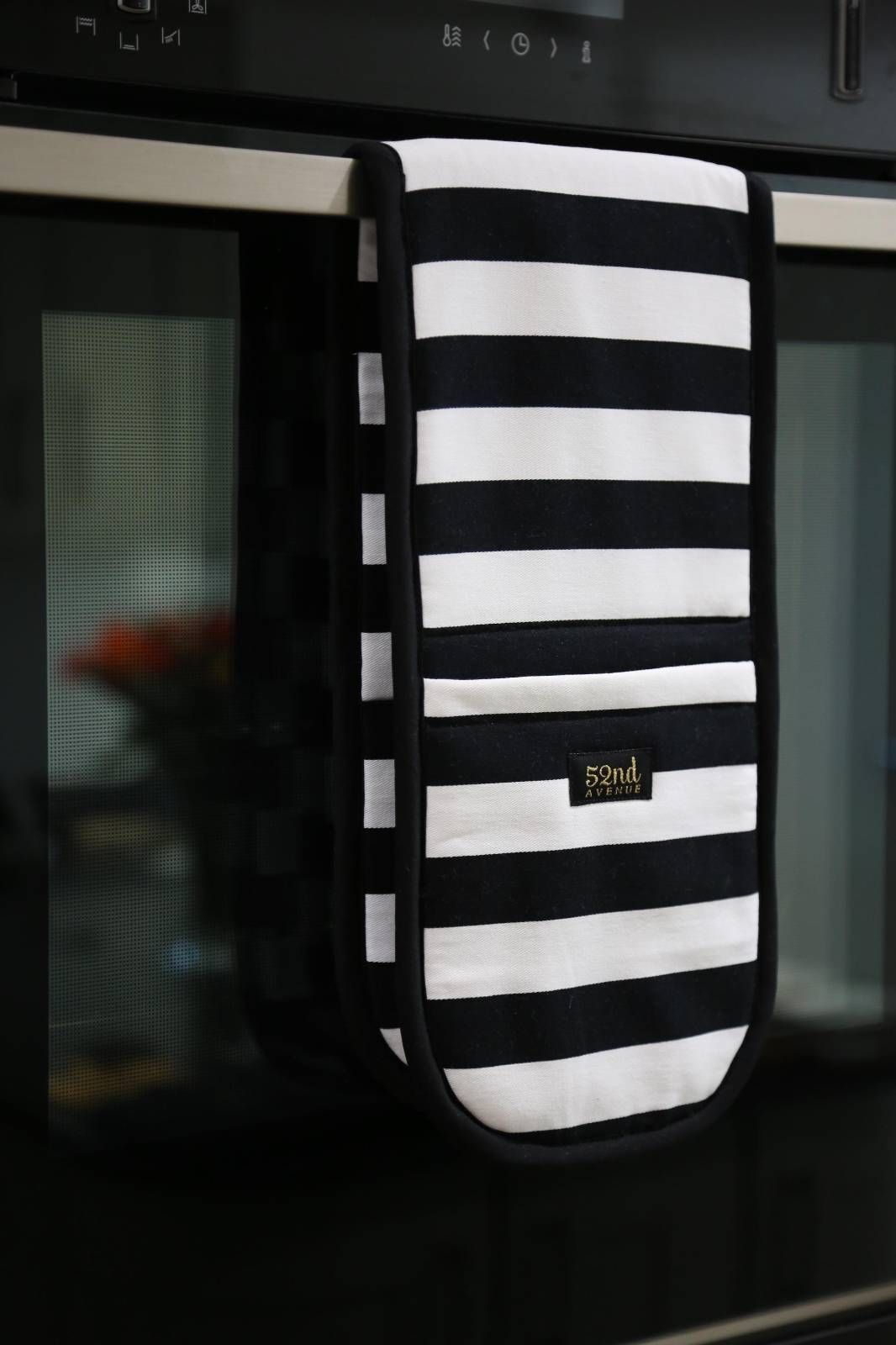52nd Avenue Oven Gloves (Black & White Stripe)