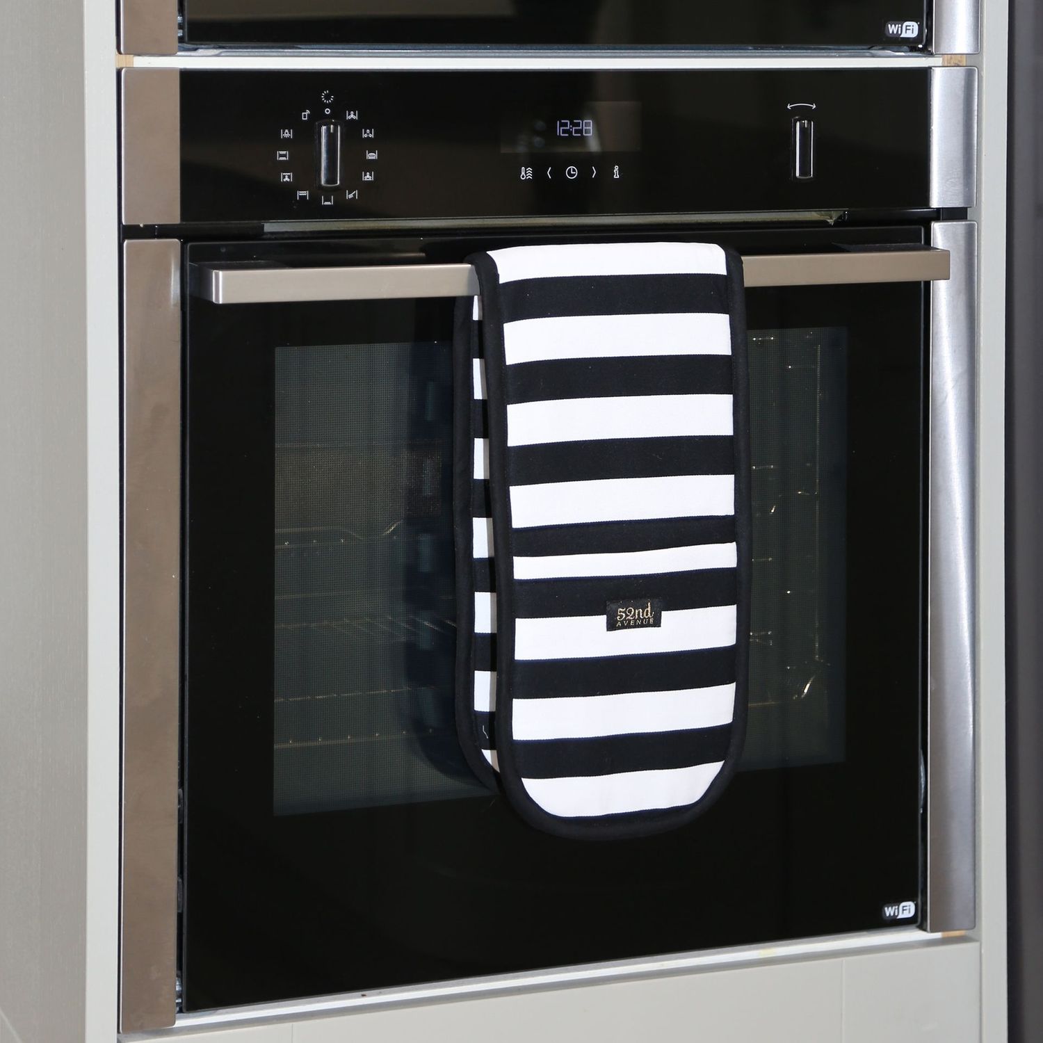 52nd Avenue Oven Gloves (Black & White Stripe)