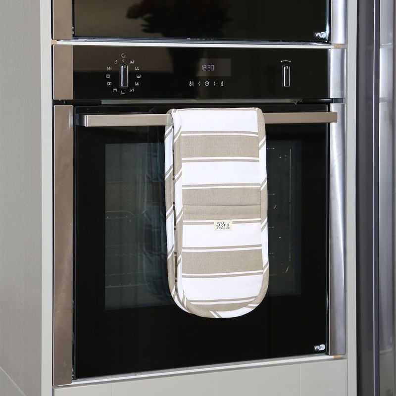 52nd Avenue Oven Gloves (Beige & White Stripe)