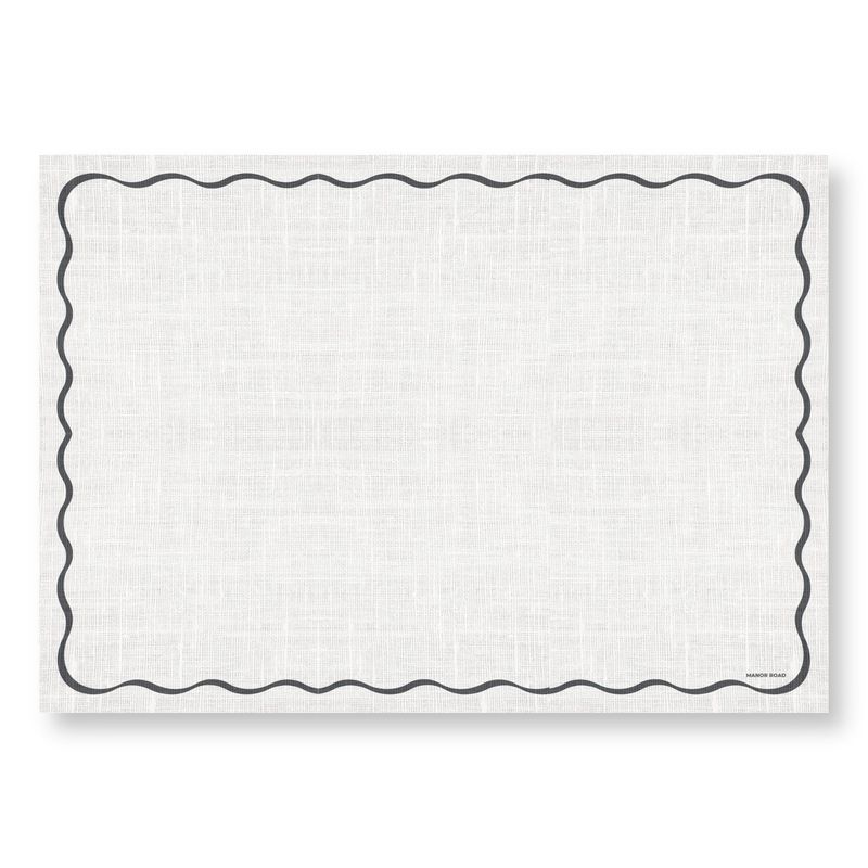 Manor Road White & Black Scallop -A3 Greaseproof Papers