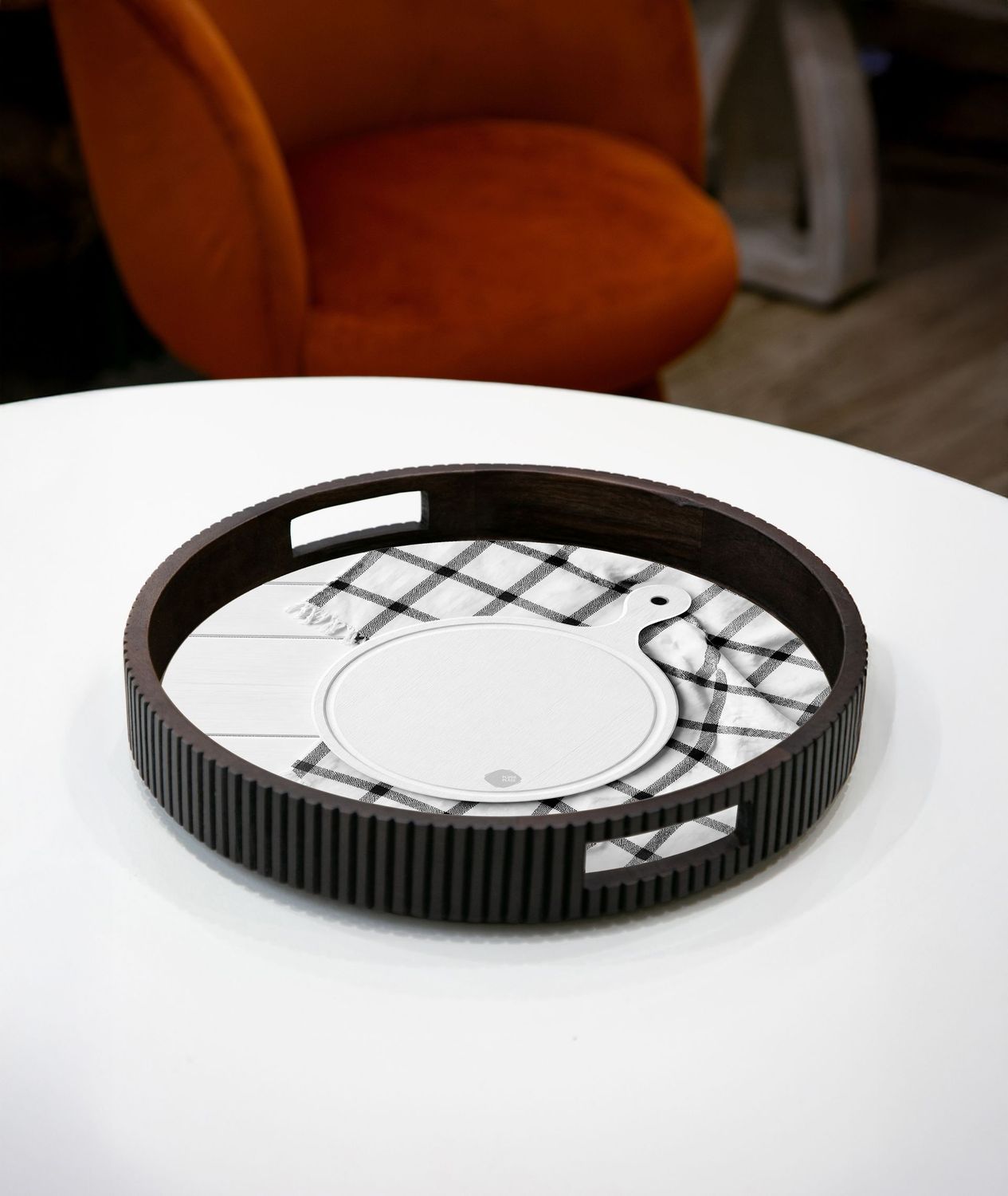 Charcoal Check - 30cm Circular Greaseproof Papers - Pk 20