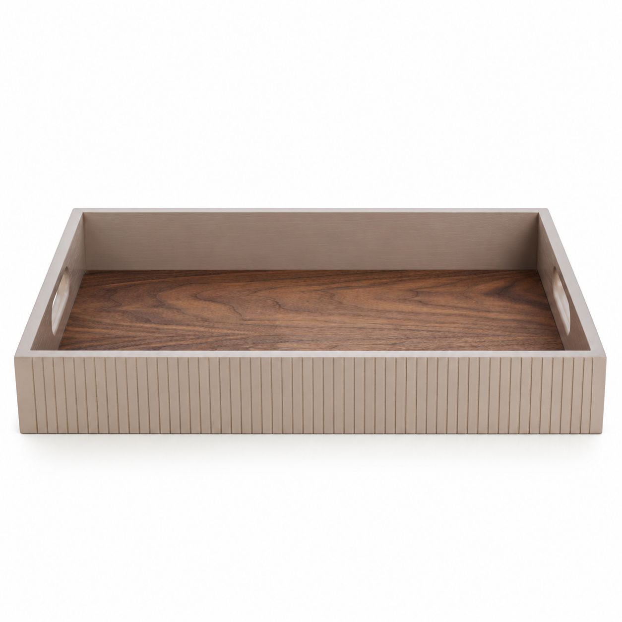 Plush Place Fluted Wooden Serving Tray – Taupe & Black Walnut Plush Place Fluted Wooden Serving Tray – Taupe & Black Walnut