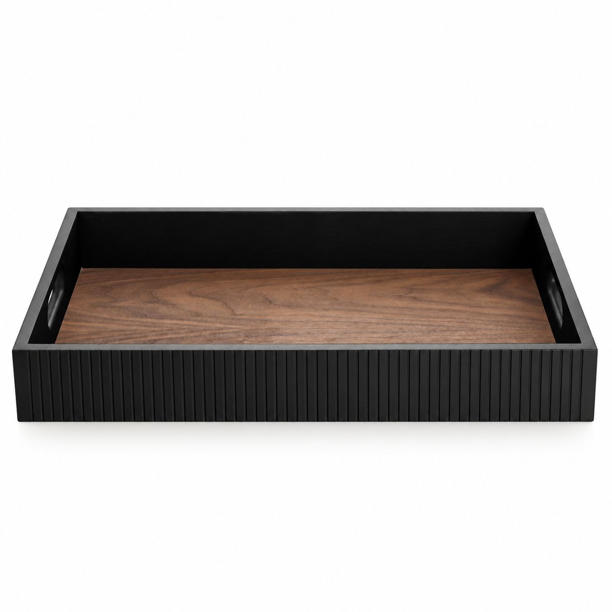 Plush Place Ribbed Wooden Serving Tray – Black & Black Walnut Plush Place Ribbed Wooden Serving Tray – Black & Black Walnut